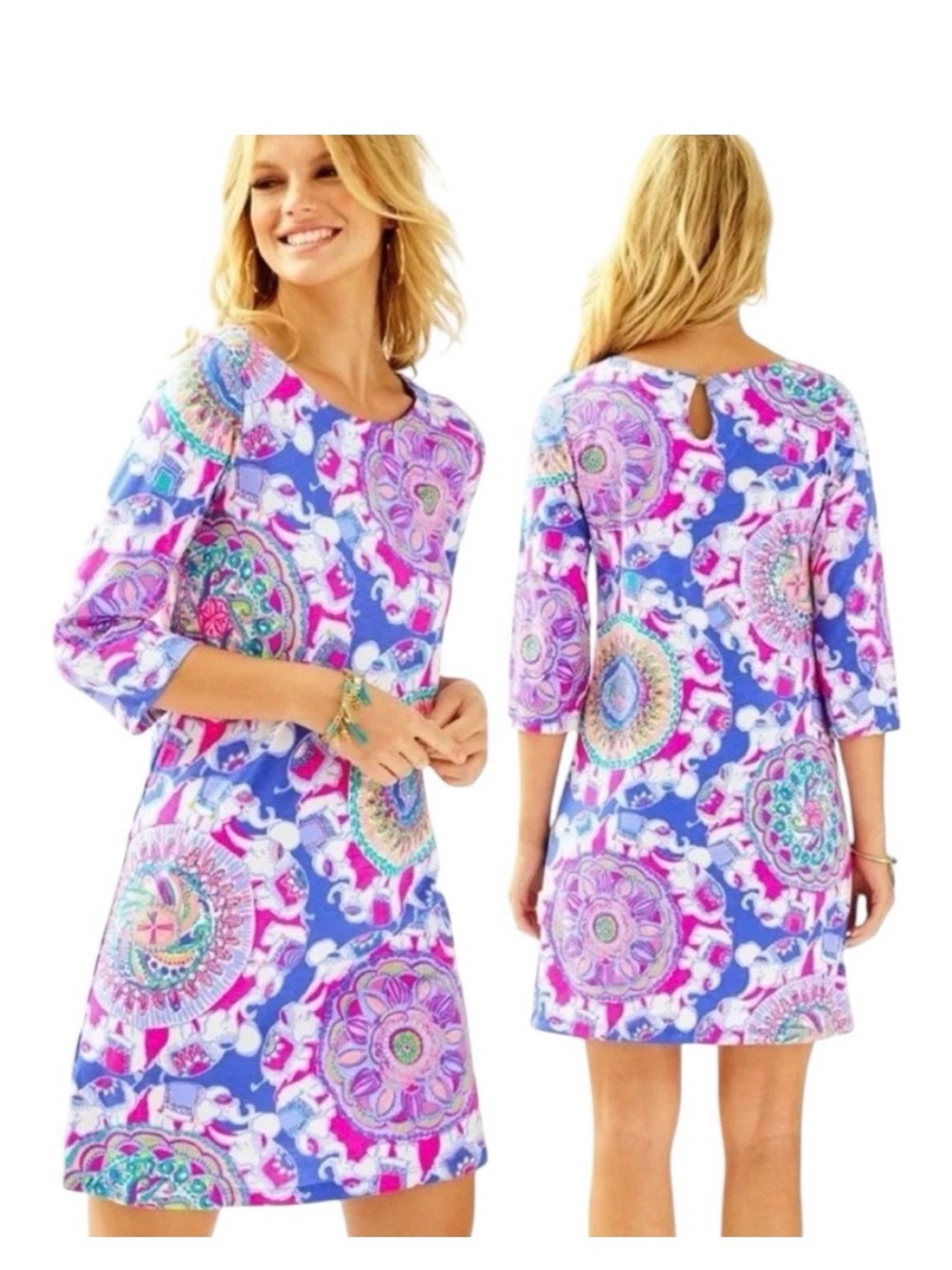 Lilly Pulitzer Purple Pink Aqua Medallion Mini Dress